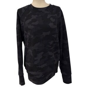 LULULEMON Scuba Crew Neck Sweatshirt Size 12 Heritage Deep Coal Camo W3DTRS EUC